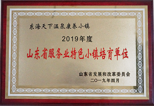 东海天下温泉康养小镇荣获2019年度山东省服务业特色小镇培育单位